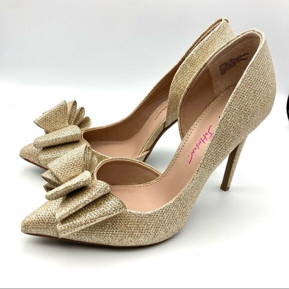 BETSEY JOHNSON WOMEN'S LANDYN HEELED SANDAL, GOLD, SIZE 10 - Picture 7 of 9